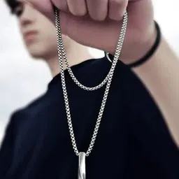 SALTY Set Of 2 Stones-Studded Minimal Collier & Rugged Chain With Pendant image 5