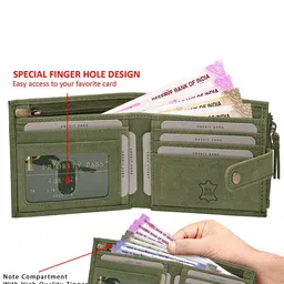 Rigohill Men Doger Olive Green RFID Protected Leather Two Fold Wallet image 5