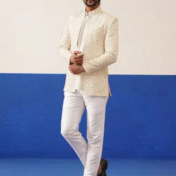 TheEthnic.Co Embroidered Mandarin Collar Indo Sherwani Set image 3