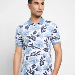 Peregrine by Pantaloons Men Floral Printed Polo Collar Slim Fit T-shirt-picture-26