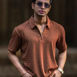 Maniac Abstract Printed Polo Collar Cotton T-shirt image 3