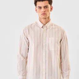 Snitch Men Regular Fit Vertical Stripes Long Sleeves Cotton Shirt With Chest Pocket-picture-10