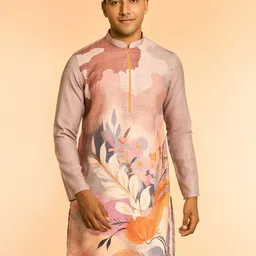 Diwas by Manyavar Men Woven Design Printed Cotton Straight Kurta image 4