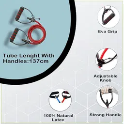manogyam Combo Rope Rubber Bands for Fitness Resistance Tube with Metal Hand Gripper Fitness Accessory Kit Kit image 3