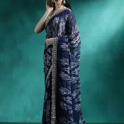 Sangria Embroidered Georgette Tie & Dye Sarees image 2