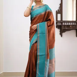 Mitera Woven Design Zari Silk Blend Banarasi Saree image 4
