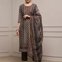 Biba Chevron Printed Sequinned Unstitched Dress Material-picture-41