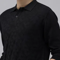 ColorPlus Geometric Self Design Shirt Collar Pullover image 5
