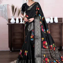 all about you Floral Zari Silk Blend Kanjeevaram Saree-picture-21