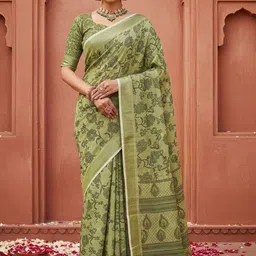 Moda Rapido Floral Linen Blend Saree-picture-26