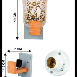 1ST TIME Gold-Toned & White Printed Wood Wall Lamp image 5