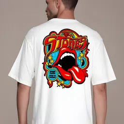 KAIDO Men The Rolling Stones Graphic Printed Round Neck Cotton Oversized T-shirt-picture-34