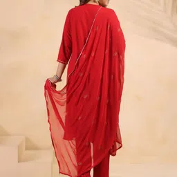 Anouk Rustic Women Ethnic Motifs Embroidered Kurta with Trousers & Dupatta image 5