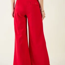 aayu Women Relaxed Flared High-Rise Wrinkle Free Trousers image 3