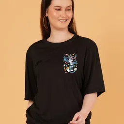 kintu parantu Women Graphic Printed Round Neck Cotton Oversized T-shirt-picture-18