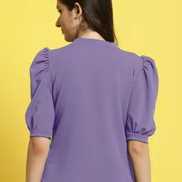 The Roadster Lifestyle Co. Women High Neck Puff Sleeves Top image 4