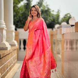 Ekta Textiles Woven Design Zari Banarasi Saree image 5