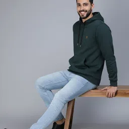 AAITHAN Men Long Sleeves Hooded Sweatshirt With Kangaroo Pocket image 3