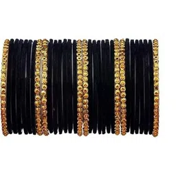 Only Offers Set Of 10 Black Glass Artificial Stones & Beads Bangle-picture-13