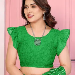 nisha creation RINA Printed Leheriya Saree With Blouse Piece image 2