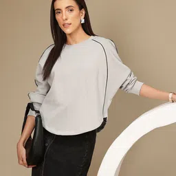 Chemistry Raglan Sleeves Sweatshirt with Contrast Piping-image-4