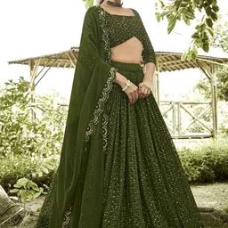 BAESD Embroidered Sequinned Semi-Stitched Lehenga & Unstitched Blouse With Dupatta-picture-39
