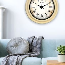OLIVE TREE Yellow & White Wooden Round Analogue Wall Clock-picture-26