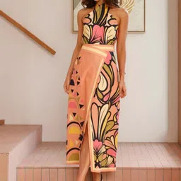 Routes by All About You Printed Halter Neck Top With Skirt Co-Ords Set image 5