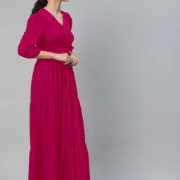 Raiyani Fashion Tiered V-Neck Fit & Flare Maxi Dress image 3