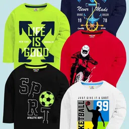 KUCHIPOO Boys Multi Cotton Printed Tshirts-picture-35