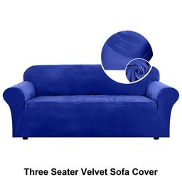 Myntra Elegant Homes Blue Solid Velvet 1 Piece Sofa Cover With Arms-picture-21