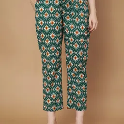 KALINI Printed V-Neck Sleeveless Pure Cotton Tunic With Trouser image 3