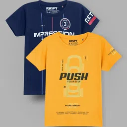 RASPY Boys Set of 2 Typography Printed Round Neck Pure Cotton T-shirt image 2