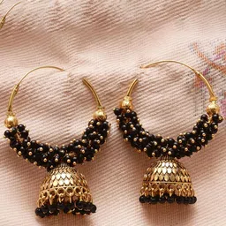 Anouk Gold-Plated Beaded Dome Shaped Jhumkas-picture-23