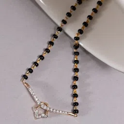 Anouk Gold-Plated Artificial Stones Studded And Beaded Mangalsutra image 3