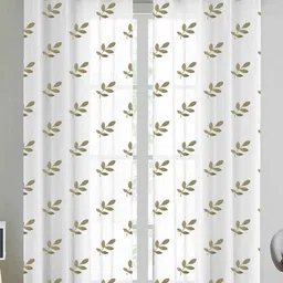 HOMEBREW FURNISHINGS Gold-Toned & White 2 Pieces Floral Sheer Door Curtains-picture-24