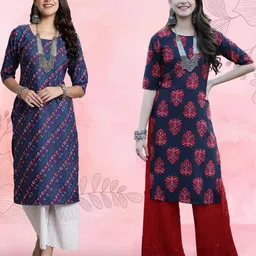 Ethnic basket Women Pack Of 2 Multicoloured Crepe Kurtas-picture-21
