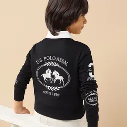 U.S. Polo Assn. Kids Boys Typography Printed Polo Collar Cotton T-shirt image 3