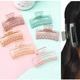 Watch junction Women Set Of 6 Transparent Clutchers Claw Clip image 4