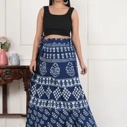 Style Shoes Women Printed Cotton Maxi Flared Skirts-picture-24