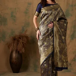 DEVATITHI Neavy Blue Banarasi Silk Saree-picture-40