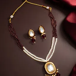 Anouk Gold-Plated Kundan and Pearls Stone Studded & Beaded Jewellery Set-picture-15