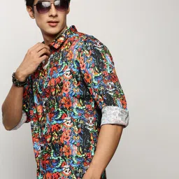 SHOWOFFFF Men Smart Slim Fit Printed Casual Shirt-picture-21