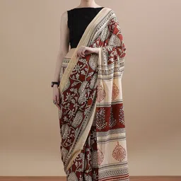 Vanedik Ethnic Motifs Pure Cotton Bagru Saree-picture-41