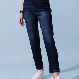 STREET 9 Women Comfort Slim Fit Highly Distressed Light Fade Jeans-image-95