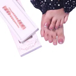 BEROMT Set Of 28 Jelly Stick On Toe Nails With Filer, Cuticle Stick, Swab & Glue image 2