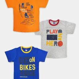 Here&Now X Game Begins Boys Pack of 3 Assorted Typography Printed T-shirts-picture-37