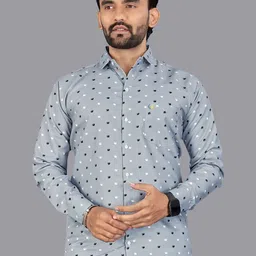 ISUEL FAB Men Printed Slim Fit Spread Collar Cotton Casual Shirt-image-70