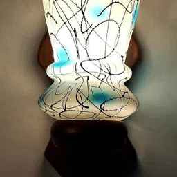 1ST TIME Blue & Multicoloured Printed Wood Contemporary Abstract Shaped Shaped Wall Lamp image 4