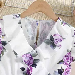 YK Floral Print Flutter Sleeve Fit & Flare Dress image 4